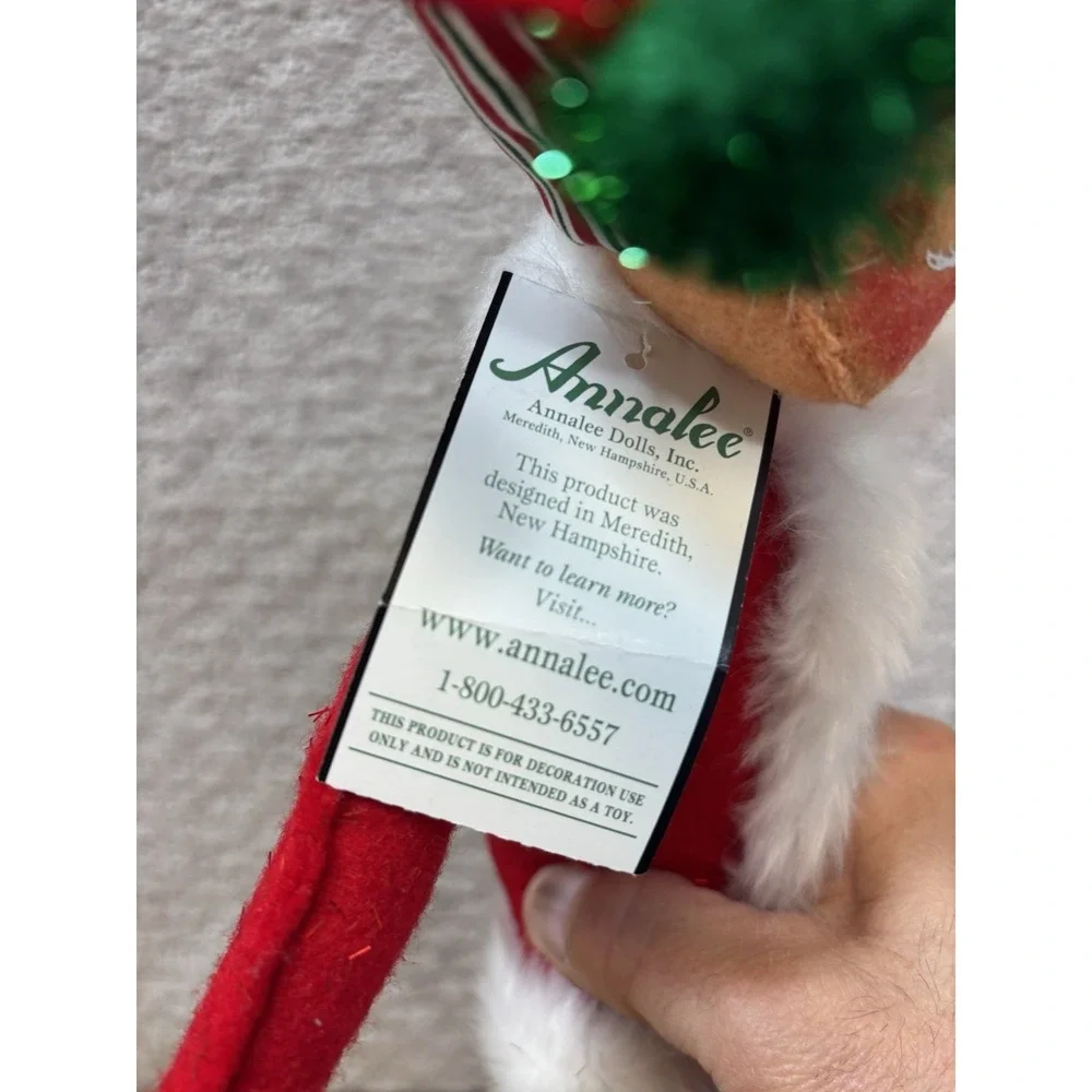 Annalee Christmas elf red green glitter outfit candy cane stripe 2005 15